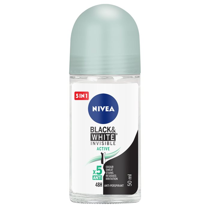 Nivea Black & White Invisible Active Deodorant Roll On 50ml