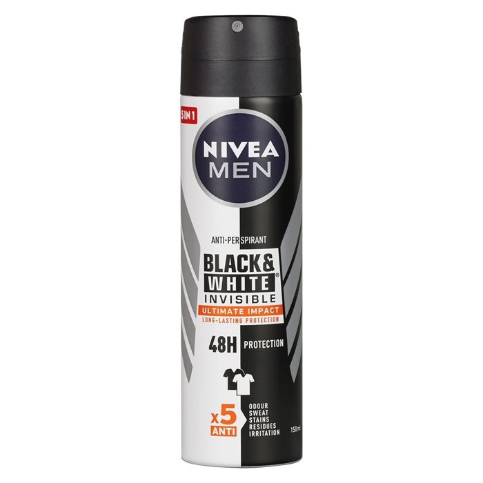 Nivea 5 in 1 Men Black & White Invisible Ultimate Deo Spray 150ml