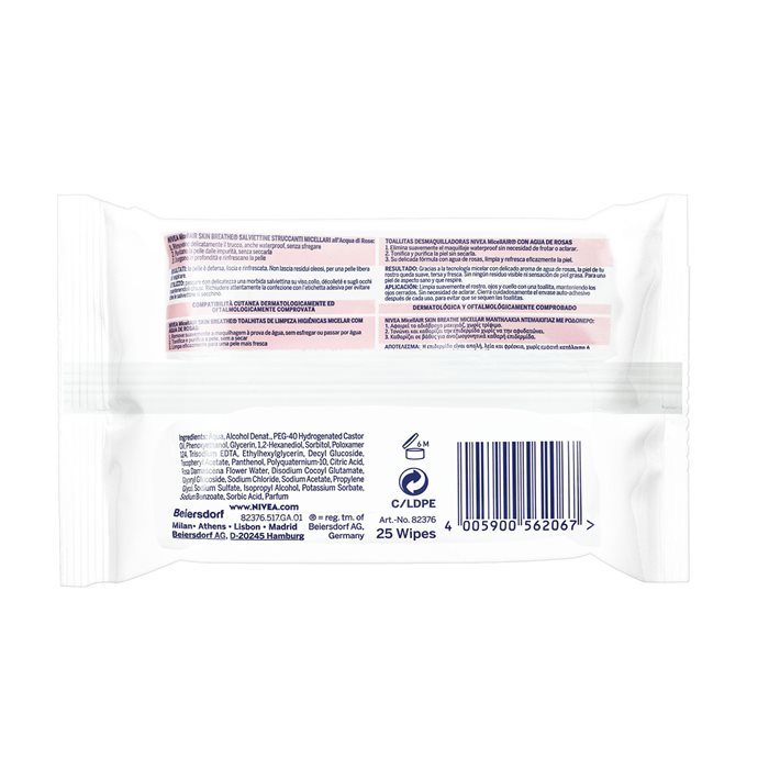 Nivea Micellair Wipes With Rose Water 25pcs