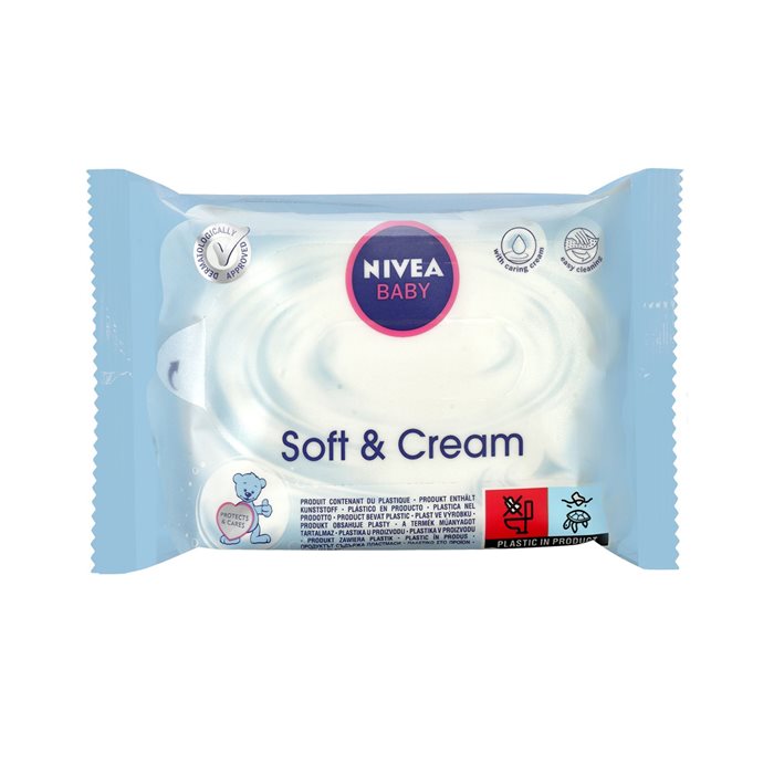 Nivea Baby Soft & Cream Μωρομάντηλα 63τμχ.