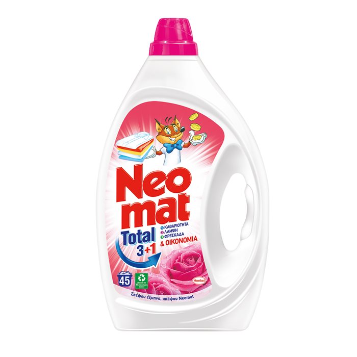 Neomat Gel Rose Υγρό Απορρυπαντικό Πλυντηρίου 45μεζ